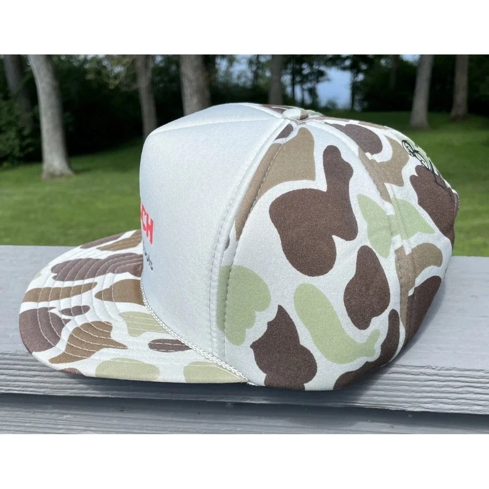 Vintage Nissin Rope Brim‎ Snap Back Trucker Hat Camo Bosch Power Tools